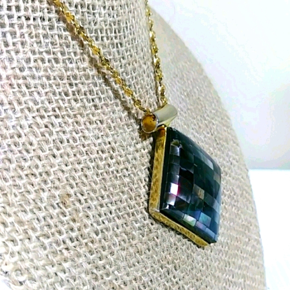 Abalone Locket & Goldtone Chain - Picture 4 of 4